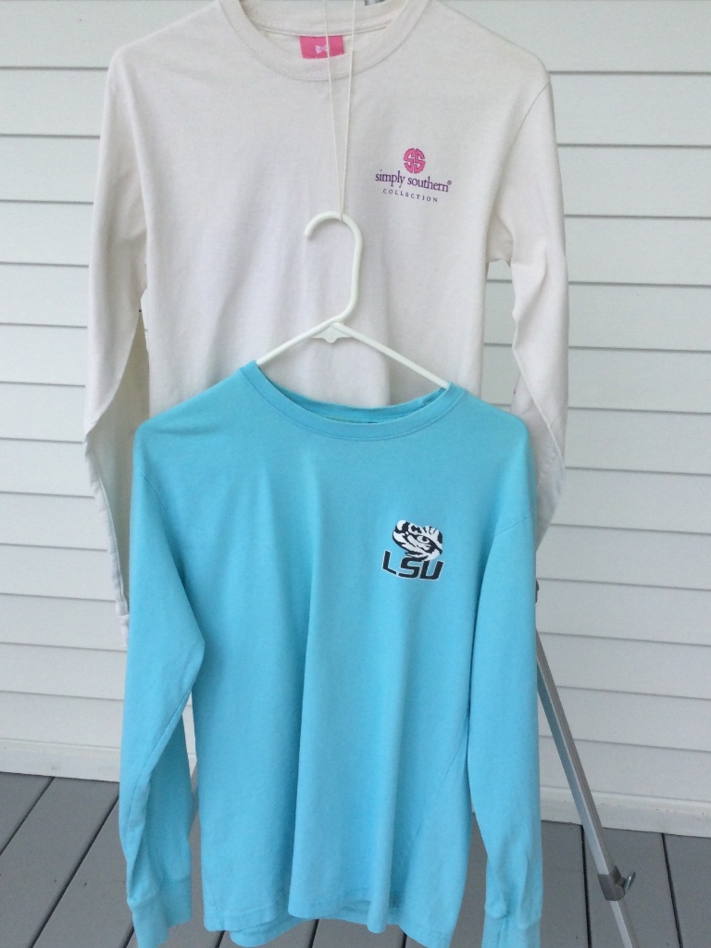 2 Long Sleeve T-Shirts, s Three Square LSU & Simply Southern, UNISEX